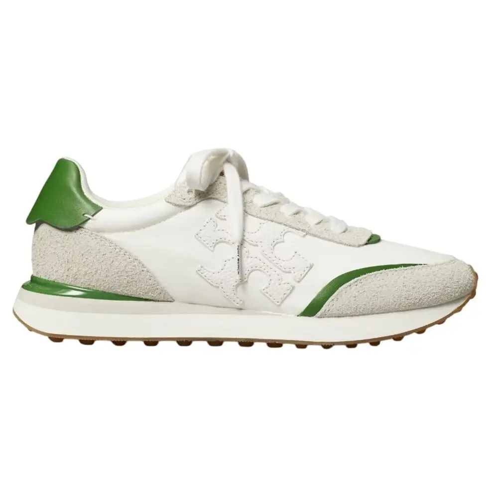 Tory Burch Women's White Pale Green Suede Destiny Sneakers Size 7
